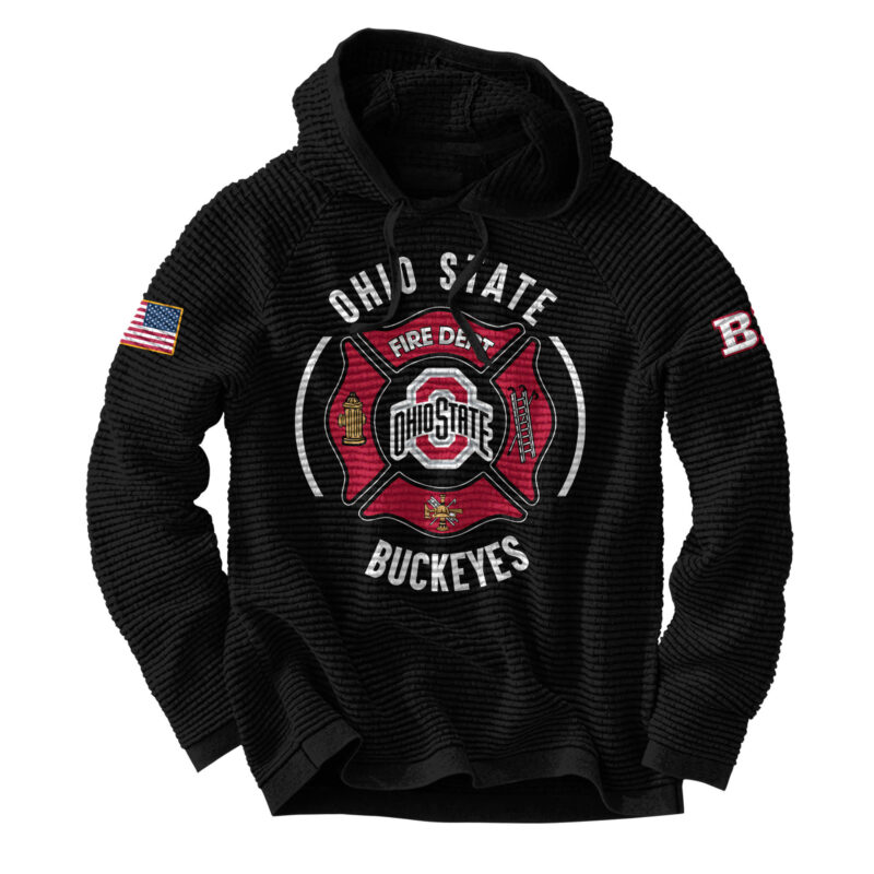 Ohio State Buckeyes x 2024 Firefighter Appreciation Night Premium Limited Waffle Hoodie - Image 2