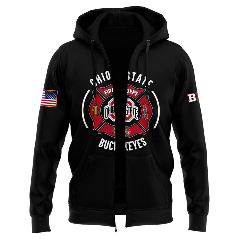Ohio State Buckeyes x 2024 Firefighter Appreciation Night Premium Limited Pullover Zip Hoodie - Image 2