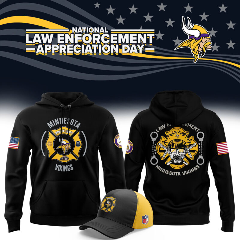 Men's Minnesota Vikings 2024 First Responders Law Enforcement Appreciation Day Premium Limited Pullover Hoodie