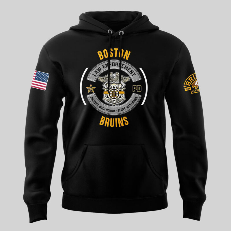Boston Bruins 2024 Law Enforcement Appreciation Day Premium Limited Pullover Hoodie - Image 2