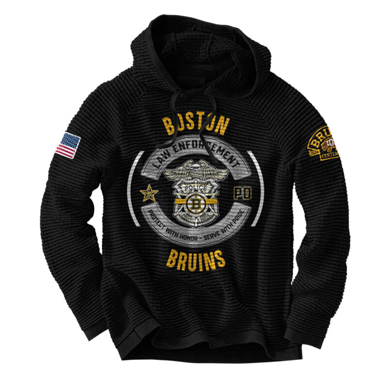 Unisex’s Boston Bruins 2024 Law Enforcement Appreciation Day Limited Pullover Waffle Hoodie - Image 2
