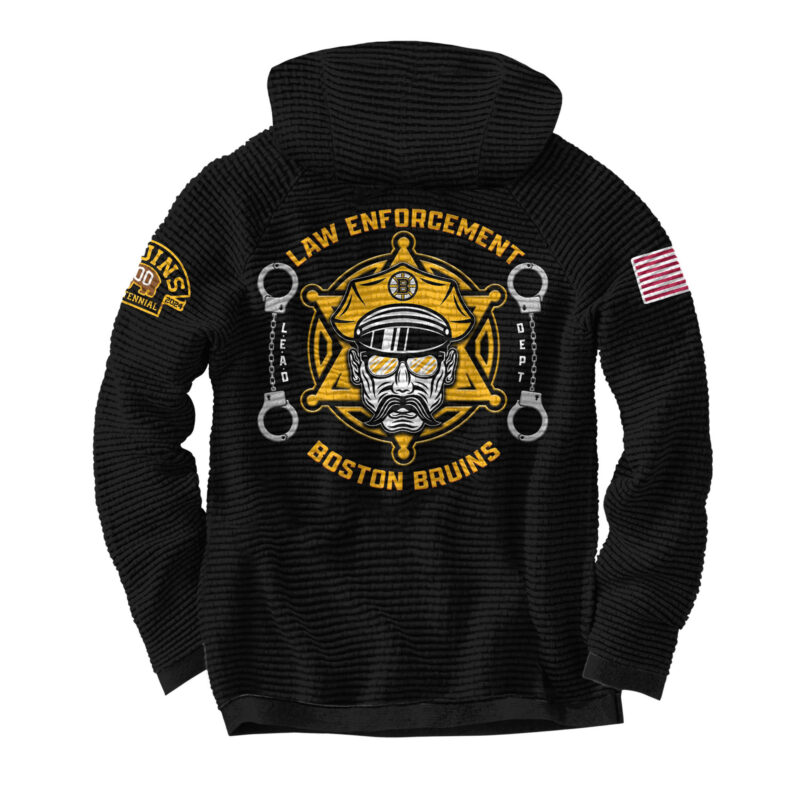 Unisex’s Boston Bruins 2024 Law Enforcement Appreciation Day Limited Pullover Waffle Hoodie - Image 3