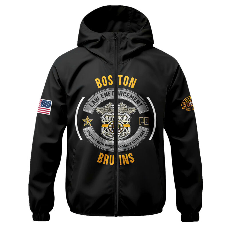 Boston Bruins 2024 Law Enforcement Appreciation Day Premium Limited Pullover Wind Jacket - Image 2