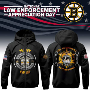 Boston Bruins 2024 Law Enforcement Appreciation Day Premium Limited Pullover Wind Jacket