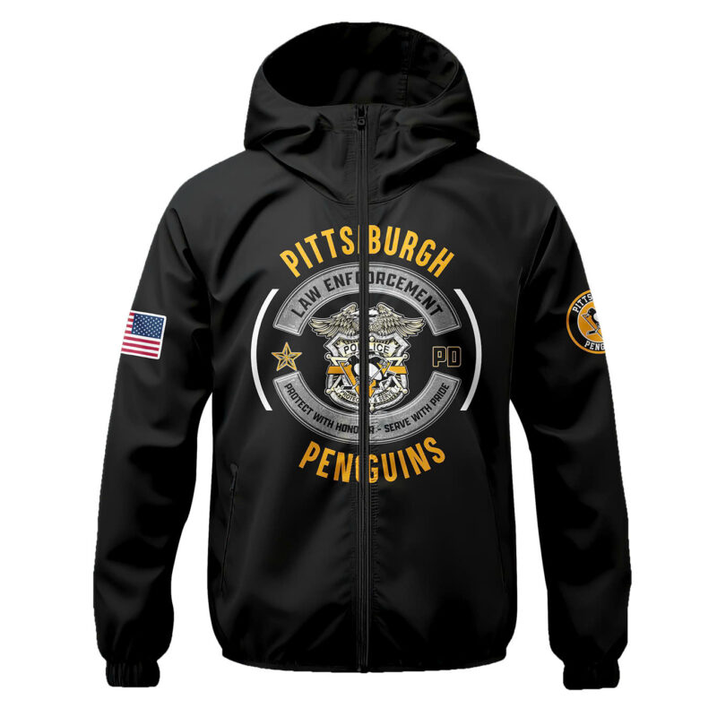 Pittsburgh Penguins 2024 Law Enforcement Appreciation Day Premium Limited Pullover Wind Jacket - Image 2