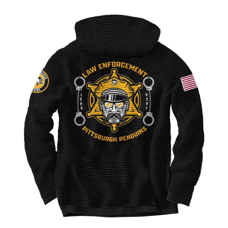 Unisex’s Pittsburgh Penguins 2024 Law Enforcement Appreciation Day Limited Pullover Waffle Hoodie - Image 3