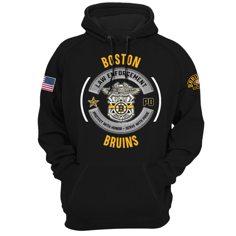 Women’s Boston Bruins 2024 Law Enforcement Appreciation Day Premium Limited Pullover Hoodie - Image 2