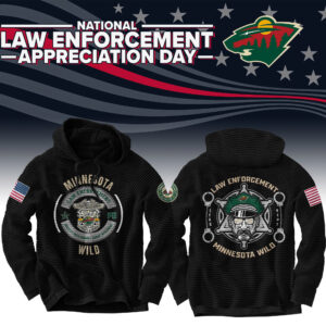 Minnesota Wild 2024 First Responders Law Enforcement Appreciation Day Premium Limited Waffle Hoodie
