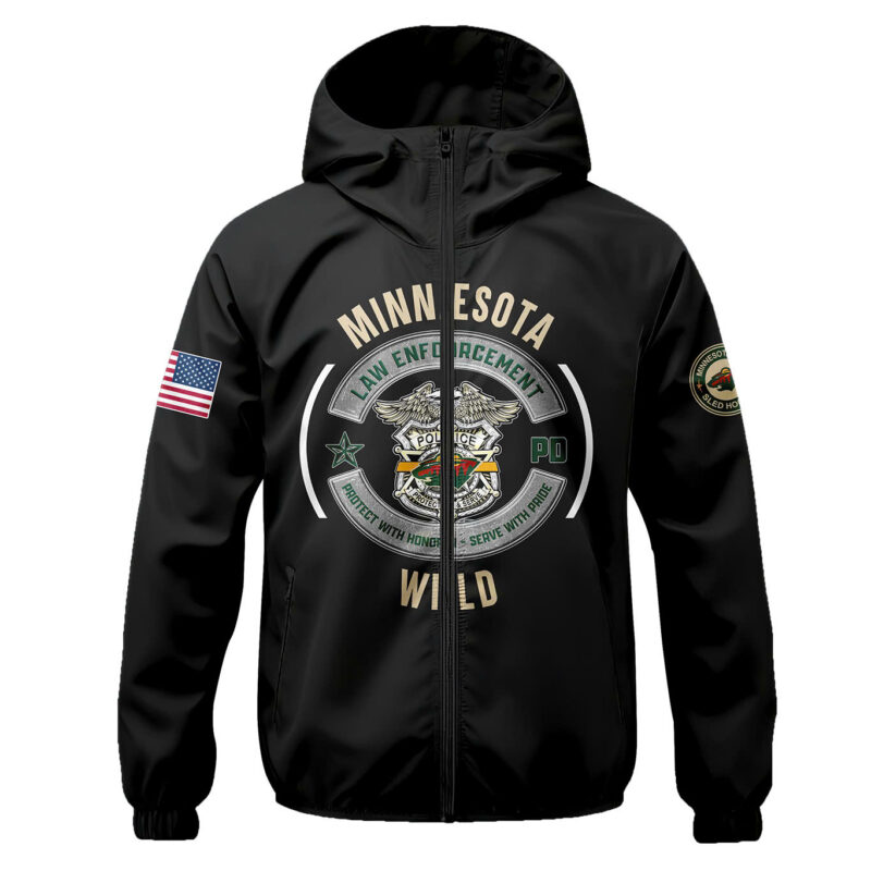 Minnesota Wild 2024 First Responders Law Enforcement Appreciation Day Premium Limited Pullover Wind Jacket - Image 2