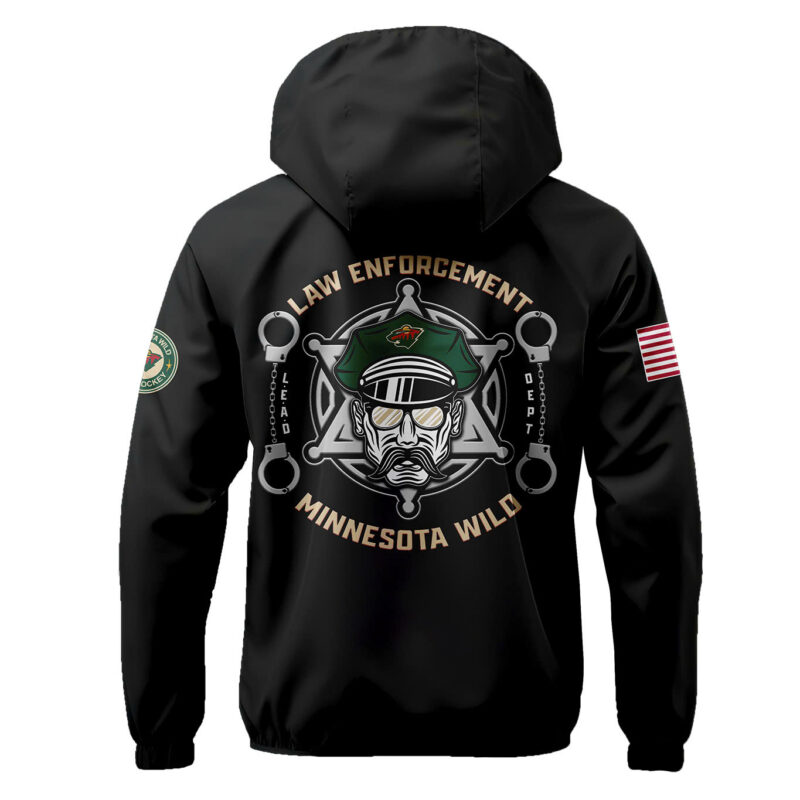Minnesota Wild 2024 First Responders Law Enforcement Appreciation Day Premium Limited Pullover Wind Jacket - Image 3