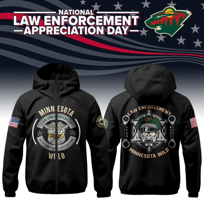 Minnesota Wild 2024 First Responders Law Enforcement Appreciation Day Premium Limited Pullover Wind Jacket
