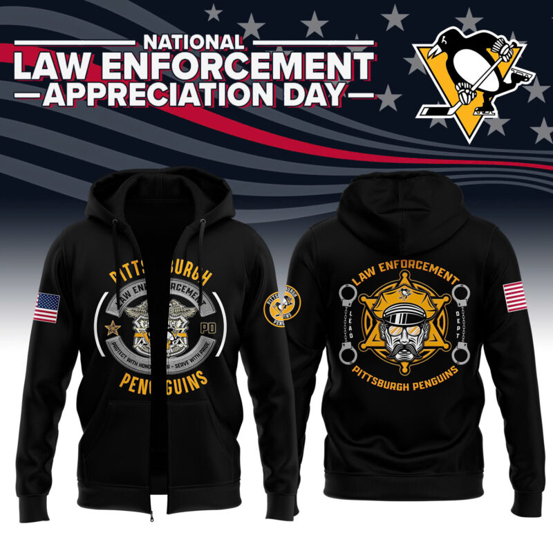 Pittsburgh Penguins 2024 First Responders Law Enforcement Appreciation Day Premium Limited Pullover Zip Hoodie