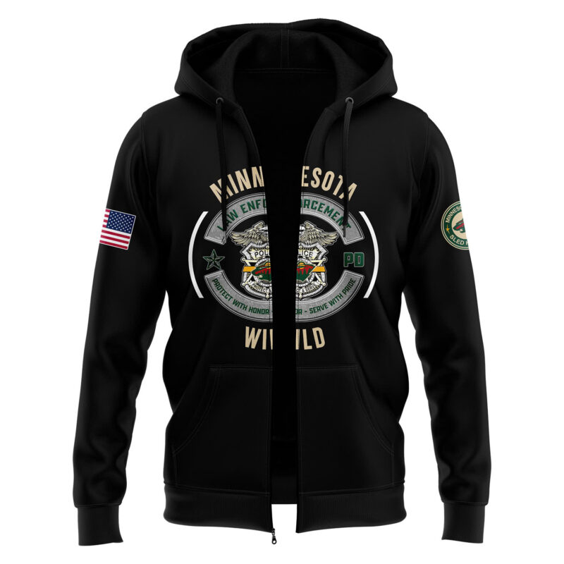 Minnesota Wild 2024 First Responders Law Enforcement Appreciation Day Premium Limited Pullover Zip Hoodie - Image 2