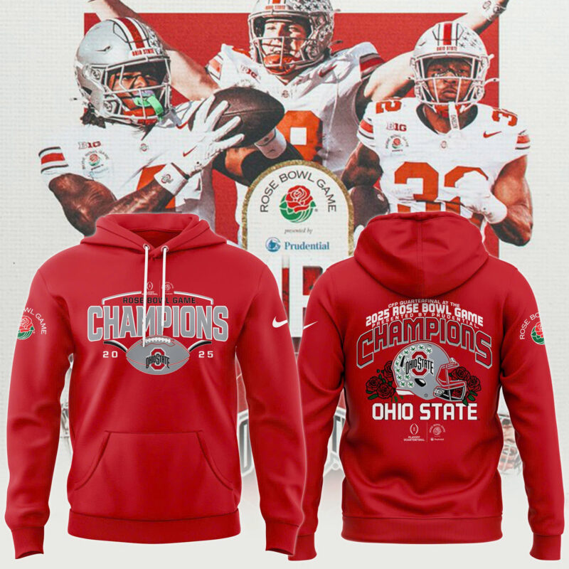 Ohio State Buckeyes College Football Playoff 2025 Rose Bowl Champions Hoodie