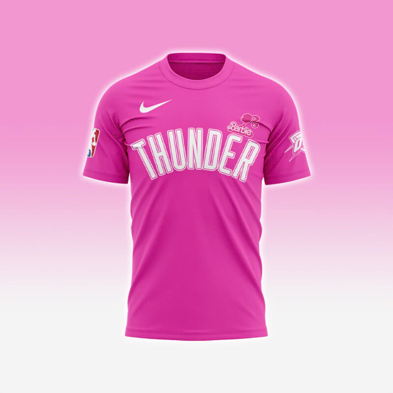 Special New Oklahoma City Thunder x Barbie Tshirt 2025 - Image 2