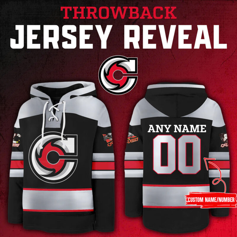 Cincinnati Cyclones x Throwback Night 2024 Limited Edition Personalized Lace up Hoodie