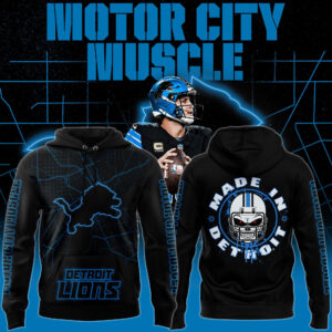 Men's Black Detroit Lions Motor City Muscle Premium Limited Pullover Hoodie