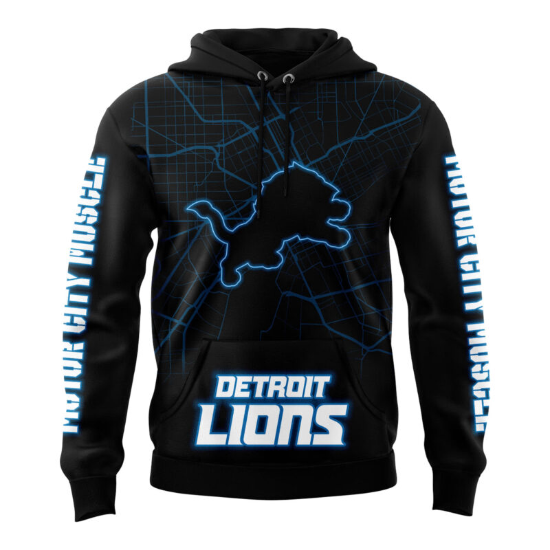 Men's Black Detroit Lions Motor City Muscle Premium Limited Pullover Hoodie V2 - Image 2