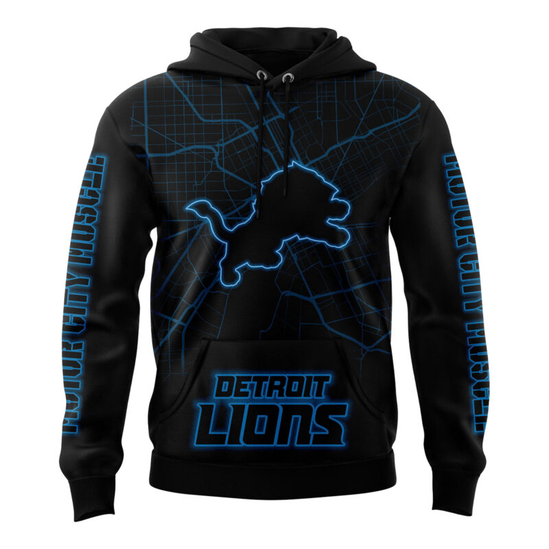 Men's Black Detroit Lions Motor City Muscle Premium Limited Pullover Hoodie - Image 2