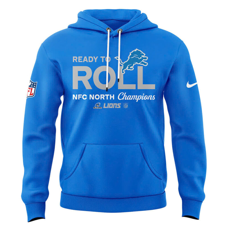 Men's Nike Blue Detroit Lions 2024 NFC North Division Champions Locker Room Trophy Collection Hoodie - Image 2