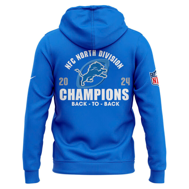 Men's Nike Blue Detroit Lions 2024 NFC North Division Champions Locker Room Trophy Collection Hoodie - Image 3