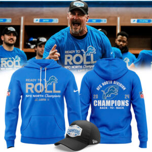 Men's Nike Blue Detroit Lions 2024 NFC North Division Champions Locker Room Trophy Collection Hoodie