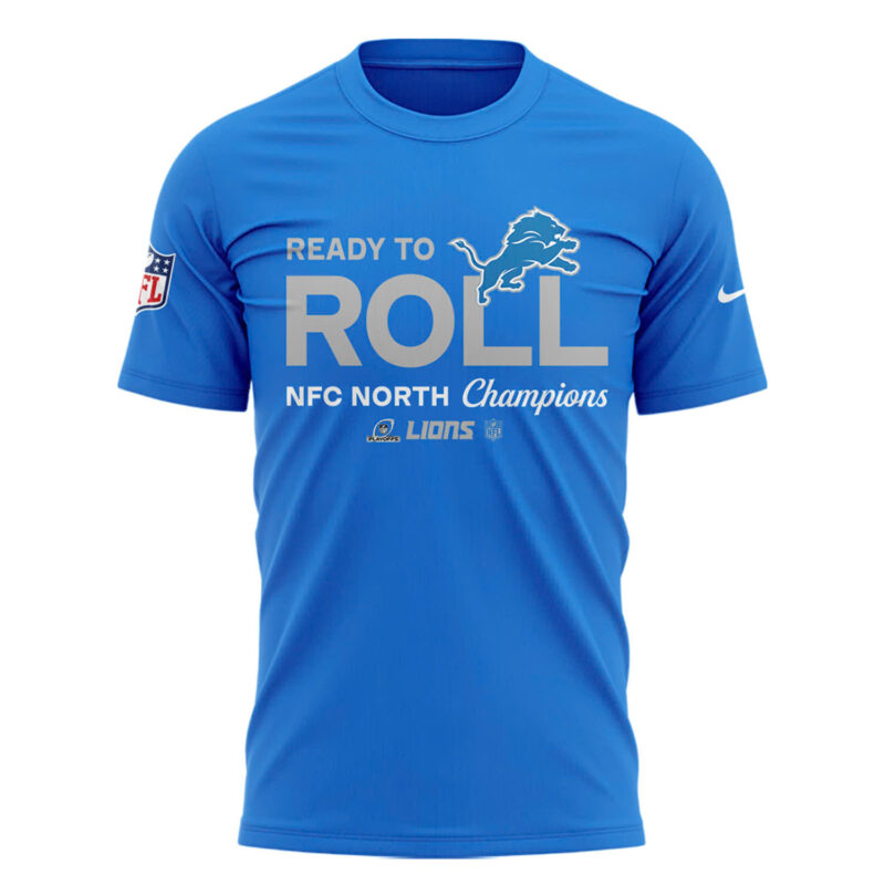 Men's Nike Blue Detroit Lions 2024 NFC North Division Champions Locker Room Trophy Collection TShirt - Image 2