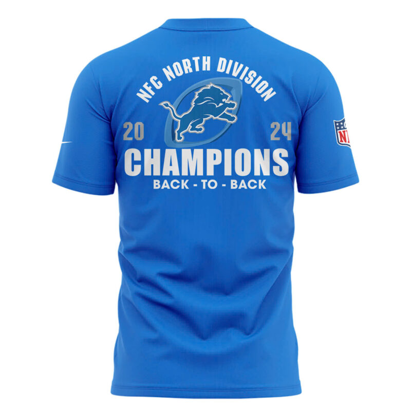 Men's Nike Blue Detroit Lions 2024 NFC North Division Champions Locker Room Trophy Collection TShirt - Image 3