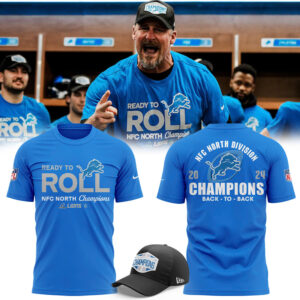 Men's Nike Blue Detroit Lions 2024 NFC North Division Champions Locker Room Trophy Collection TShirt