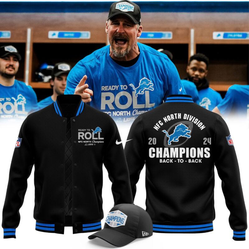 Detroit Lions 2024 NFC North Division Champions Locker Room Trophy Collection Hoodie Jacket