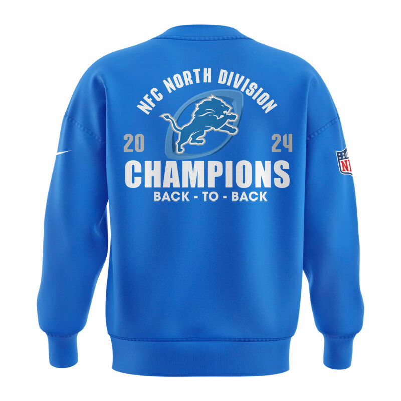 Men’s Nike Detroit Lions 2024 NFC North Division Champions Locker Room Trophy Collection Sweatshirt - Image 3