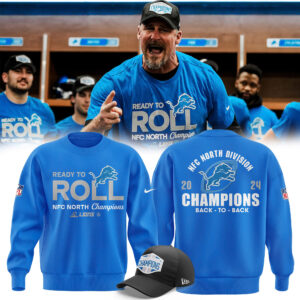 Men’s Nike Detroit Lions 2024 NFC North Division Champions Locker Room Trophy Collection Sweatshirt
