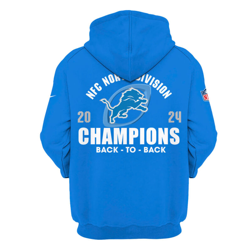 Women’s Nike Detroit Lions 2024 NFC North Division Champions Locker Room Trophy Collection Hoodie - Image 3