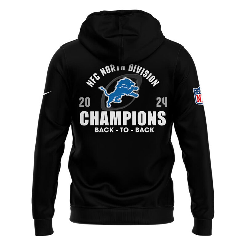 Men’s Nike Detroit Lions 2024 NFC North Division Champions Locker Room Trophy Collection Hoodie - Image 3