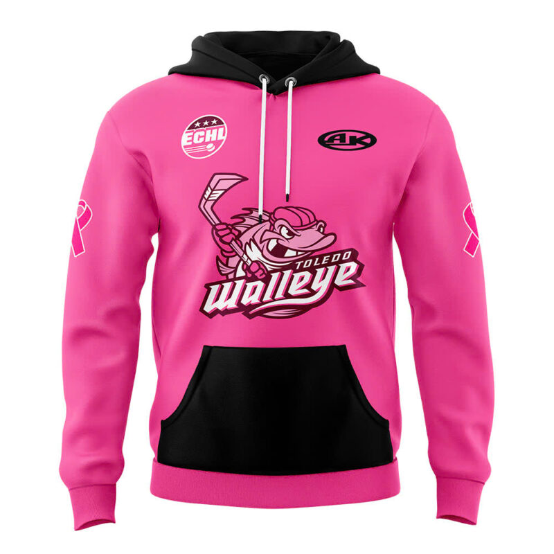 Toledo Walleye x 2025 Pink in the Rink Premium Limited Pullover Hoodie - Image 2