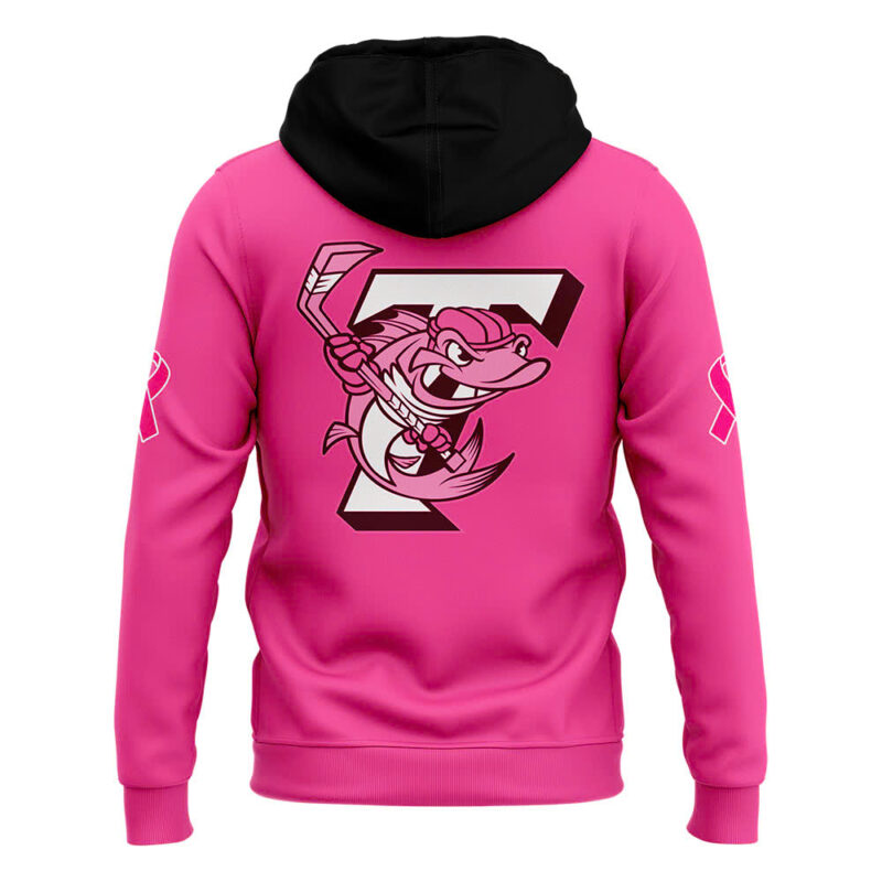 Toledo Walleye x 2025 Pink in the Rink Limited Edition Pullover Zip Hoodie - Image 3