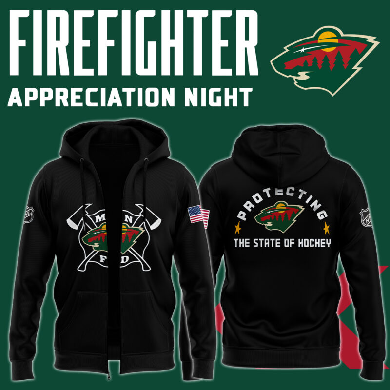 Minnesota Wild x 2024 Firefighter Appreciation Night Premium Limited Pullover Zip Hoodie