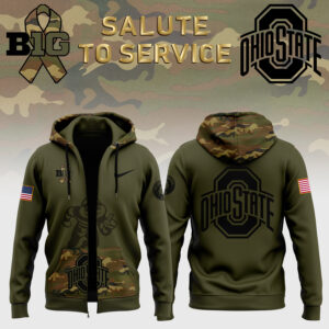 Ohio State Buckeyes Nike Camo 2024 Salute to Service Club Fleece Pullover Hoodie