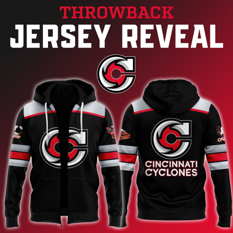 Cincinnati Cyclones x Throwback Night 2024 Limited Edition Pullover Zip Hoodie