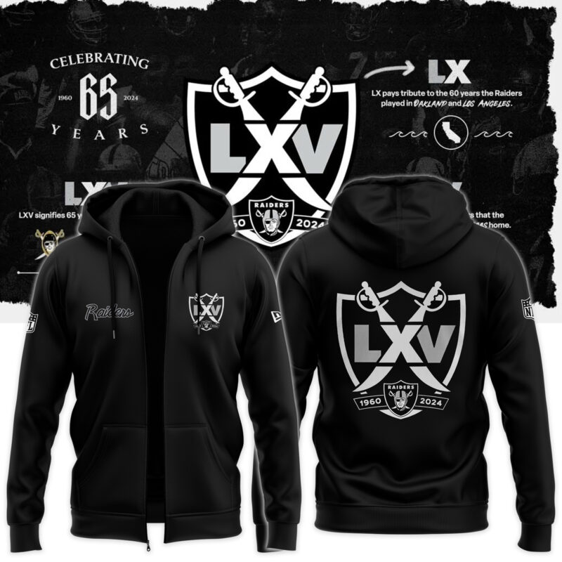 2024 NEW ERA RAIDERS 65TH SEASON ZIP HOODIE