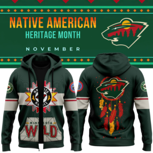Minnesota Wild 2024 Native American Heritage Month Premium Limited Pullover Zip Hoodie