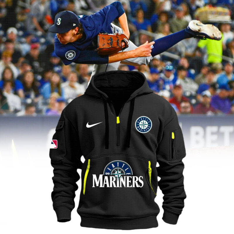Special Seattle Mariners Baseball Team Black Half Zip Hoodie 2024