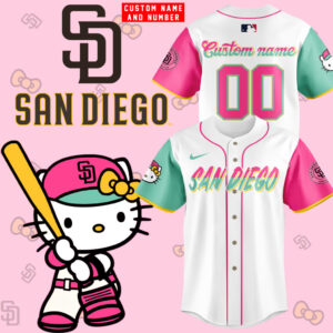 San Diego Padres x Hello Kitty Night 2025 Jersey Custom Name and Custom Number