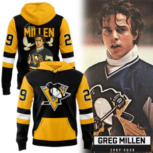 Pittsburgh Penguins Limited Edition Greg Millen Memorial Day Hoodie in Black.