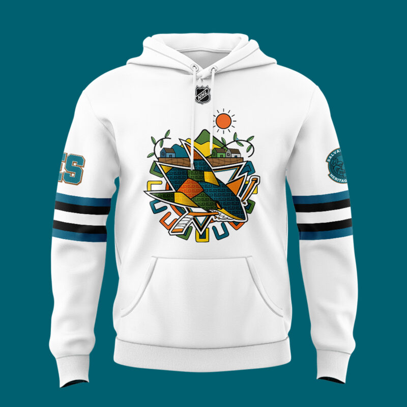 San Jose Sharks Celebrate El Salvador Heritage Hoodie limited edition - Image 2