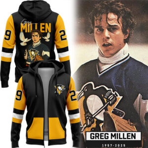 Pittsburgh Penguins Limited Edition Greg Millen Memorial Day Zip Hoodie in Black.