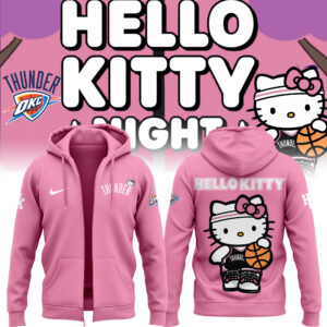 Limited Edition Oklahoma City Thunder x Hello Kitty Pink Zip Hoodie 2024