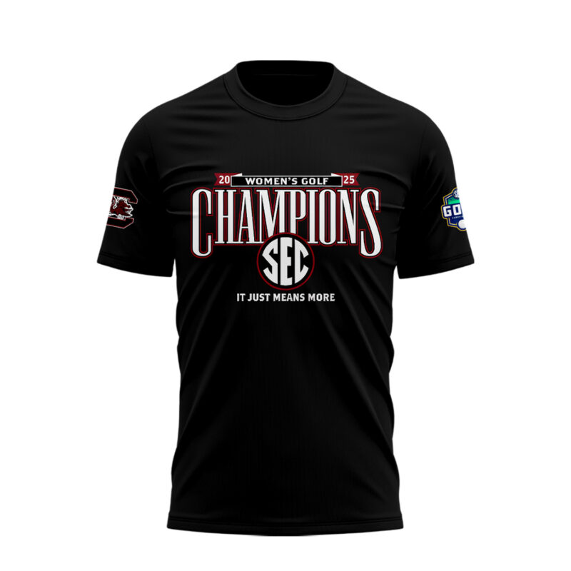 .South Carolina Gamecocks 2025 SEC Women’s Golf Champions TSHIRT - Image 2