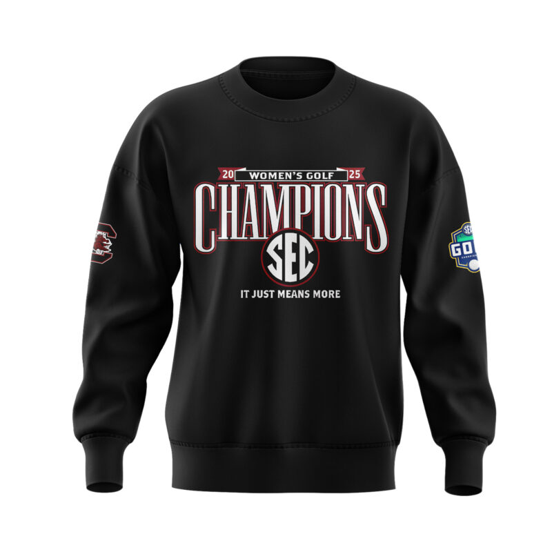 .South Carolina Gamecocks 2025 SEC Women’s Golf Champions SWEATSHIRT - Image 2