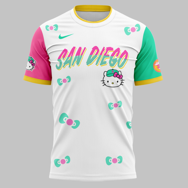 San Diego Padres x hello kitty limited edition 2025 T shirt - Image 2